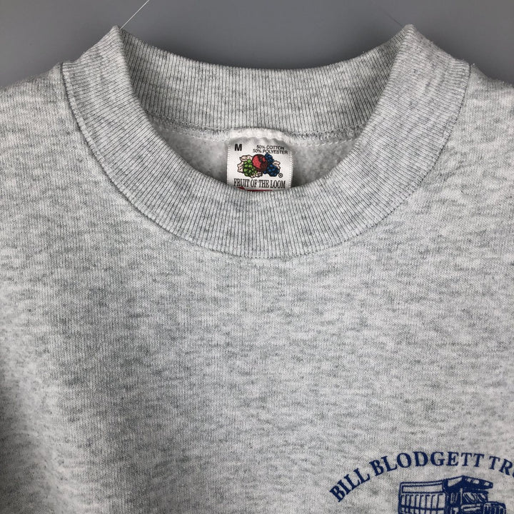 90'S Fruit of the Loom Bill Blodgett Trucking Advertising Sweatshirt, Made in USA, Men's Size Medium cotton gray type Vintage Second Hand