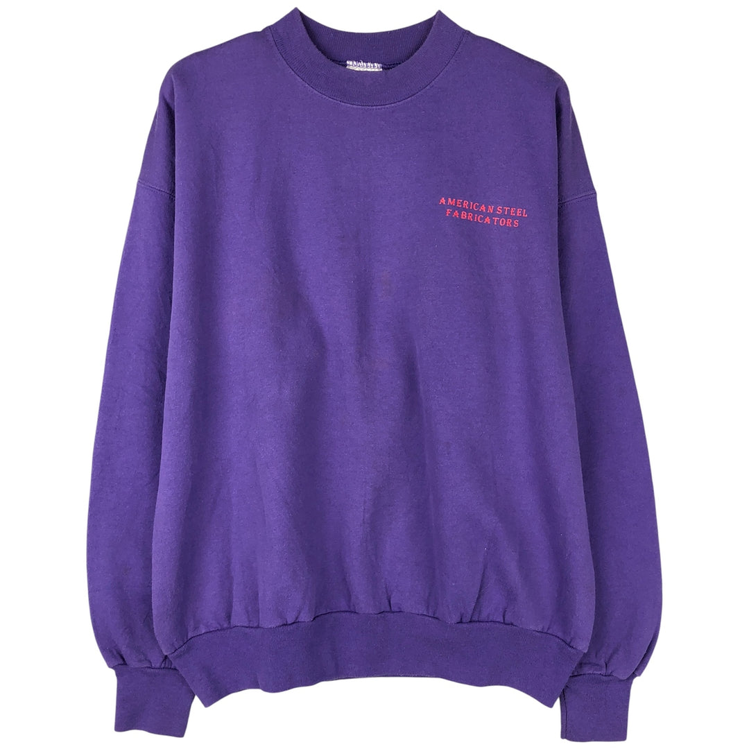 2000'S Hanes ACTIVEWEAR American Steel Fabricators Advertising Sweatshirt, Men's Size L cotton purple type Vintage Second Hand