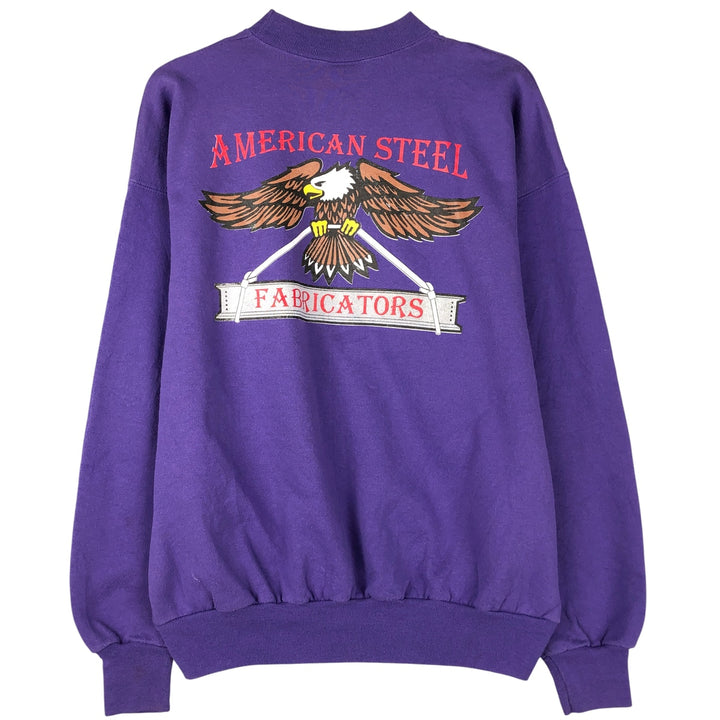 2000'S Hanes ACTIVEWEAR American Steel Fabricators Advertising Sweatshirt, Men's Size L cotton purple type Vintage Second Hand