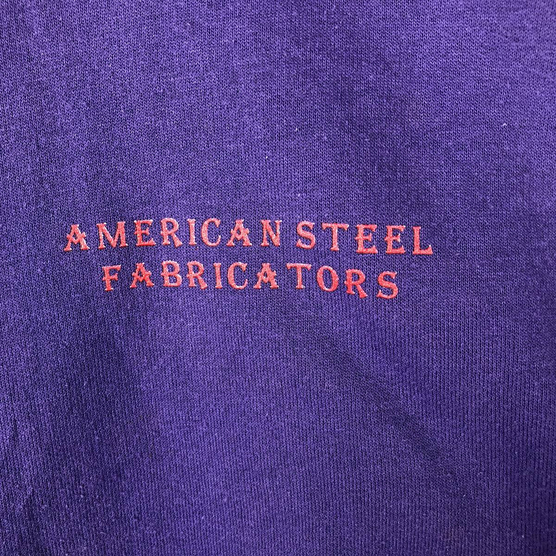 2000'S Hanes ACTIVEWEAR American Steel Fabricators Advertising Sweatshirt, Men's Size L cotton purple type Vintage Second Hand