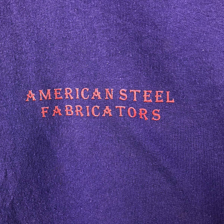 2000'S Hanes ACTIVEWEAR American Steel Fabricators Advertising Sweatshirt, Men's Size L cotton purple type Vintage Second Hand