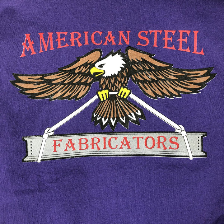 2000'S Hanes ACTIVEWEAR American Steel Fabricators Advertising Sweatshirt, Men's Size L cotton purple type Vintage Second Hand