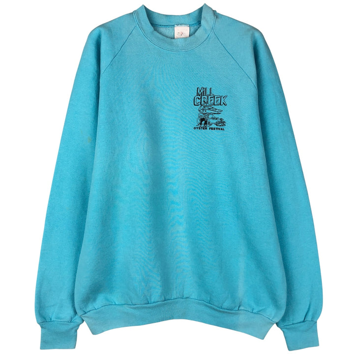 Vintage 80s-90'S Fruit of the Loom print sweatshirt, men's size XL cotton Blue type light blue Vintage Second Hand