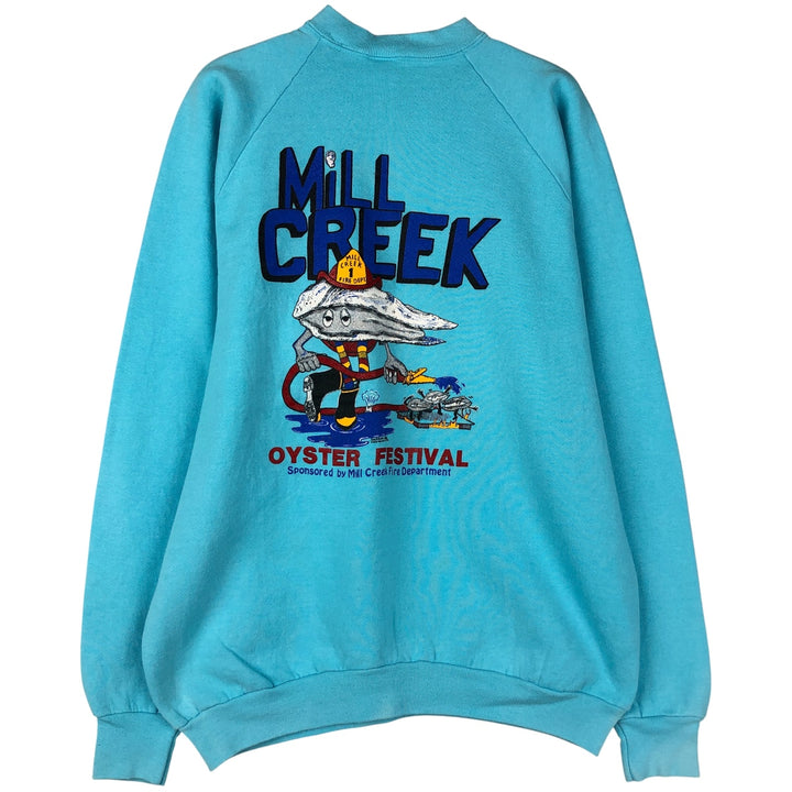 Vintage 80s-90'S Fruit of the Loom print sweatshirt, men's size XL cotton Blue type light blue Vintage Second Hand