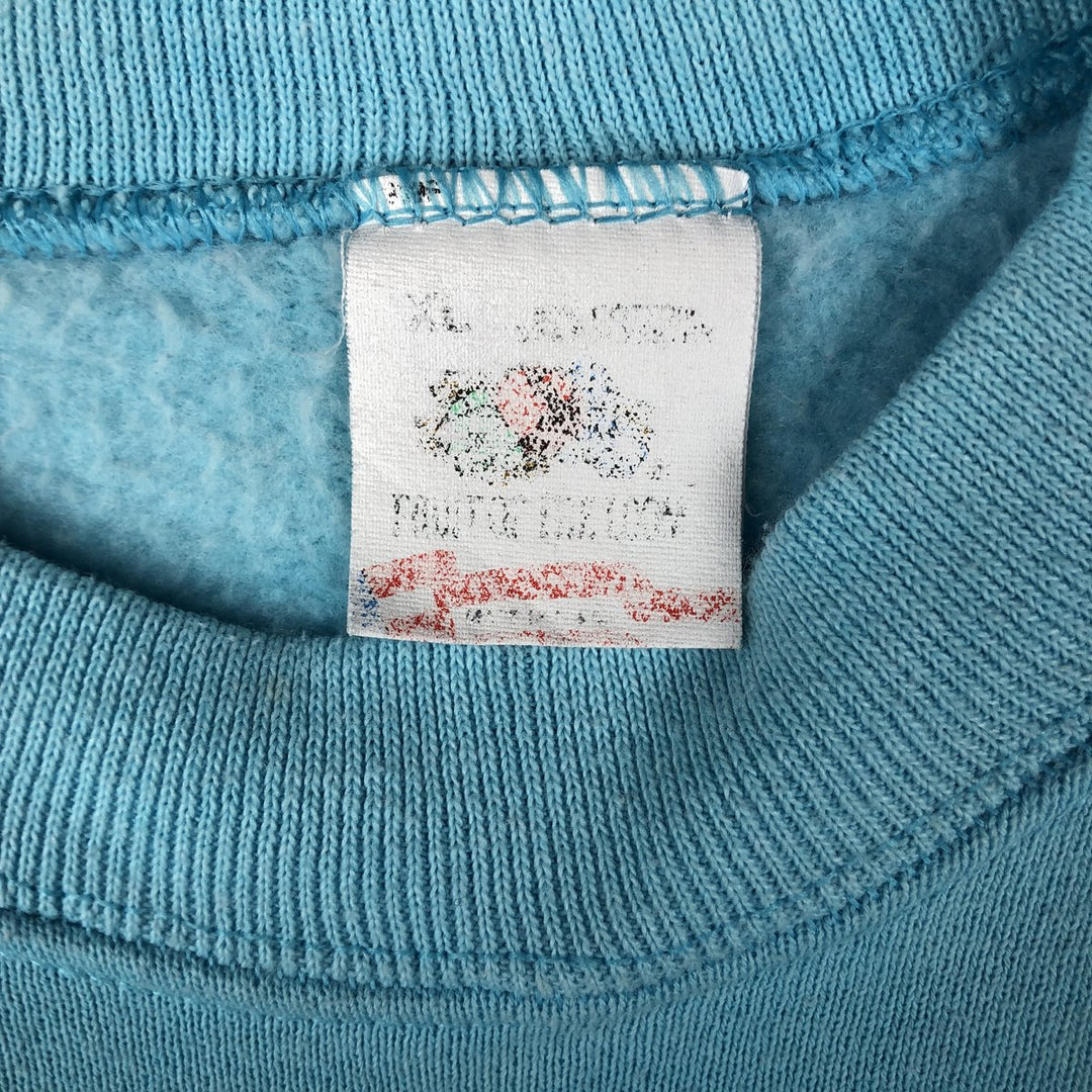 Vintage 80s-90'S Fruit of the Loom print sweatshirt, men's size XL cotton Blue type light blue Vintage Second Hand