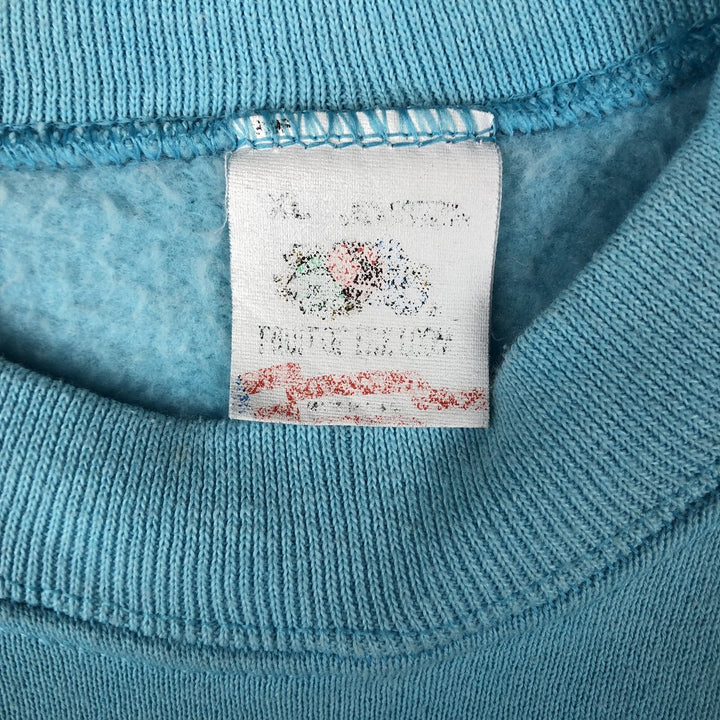 Vintage 80s-90'S Fruit of the Loom print sweatshirt, men's size XL cotton Blue type light blue Vintage Second Hand