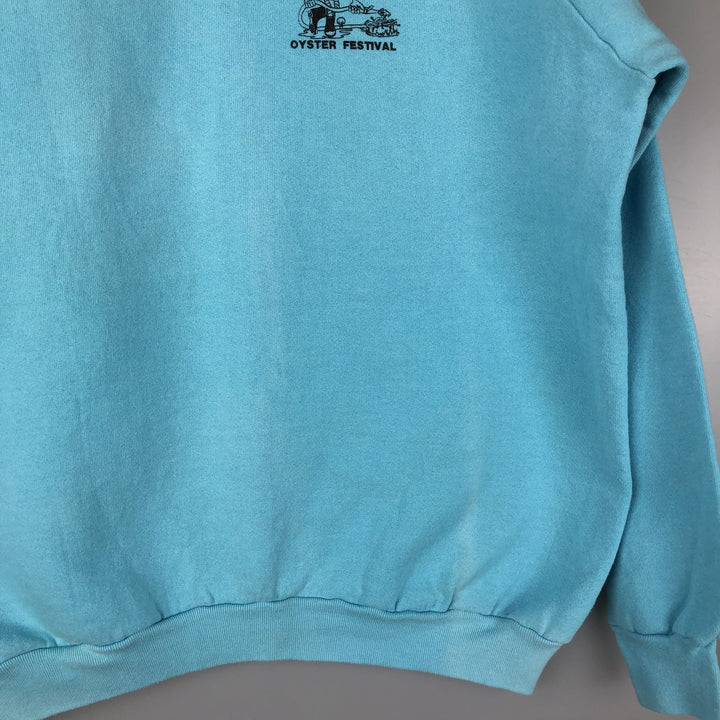 Vintage 80s-90'S Fruit of the Loom print sweatshirt, men's size XL cotton Blue type light blue Vintage Second Hand