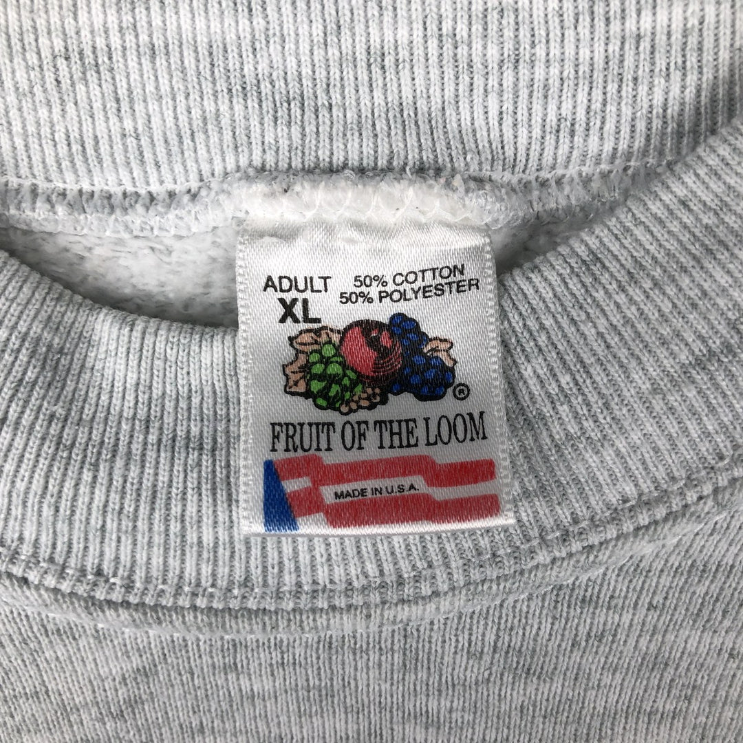 90'S Fruit of the Loom printed sweatshirt, made in the USA, men's XL size, vintage cotton gray type Vintage Second Hand