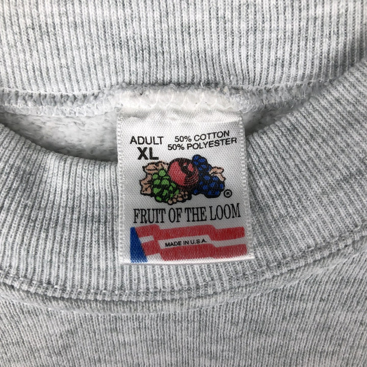 90'S Fruit of the Loom printed sweatshirt, made in the USA, men's XL size, vintage cotton gray type Vintage Second Hand