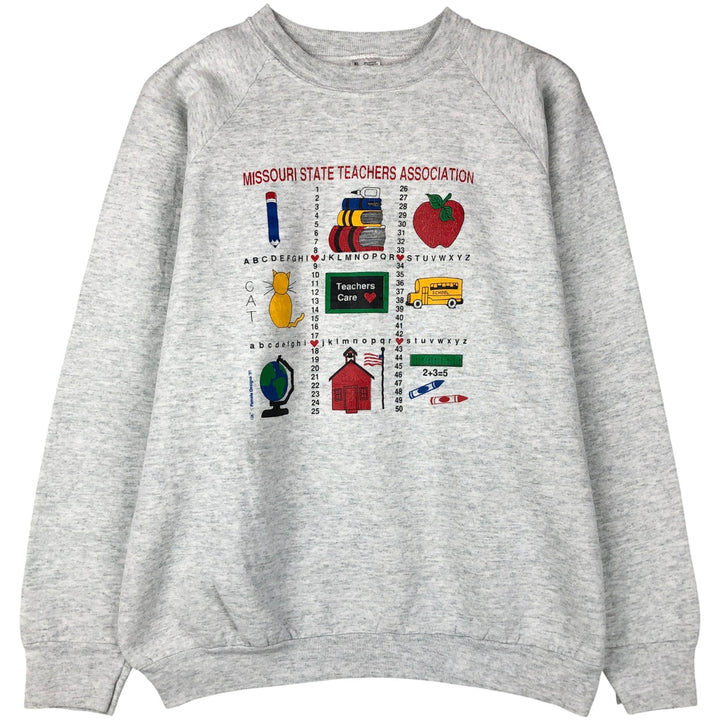 90'S Fruit of the Loom printed sweatshirt, made in the USA, men's XL size, vintage cotton gray type Vintage Second Hand