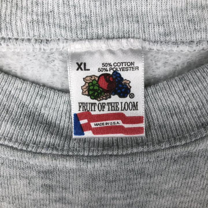 90'S Fruit of the Loom printed sweatshirt, made in the USA, men's XL size, vintage cotton gray type Vintage Second Hand