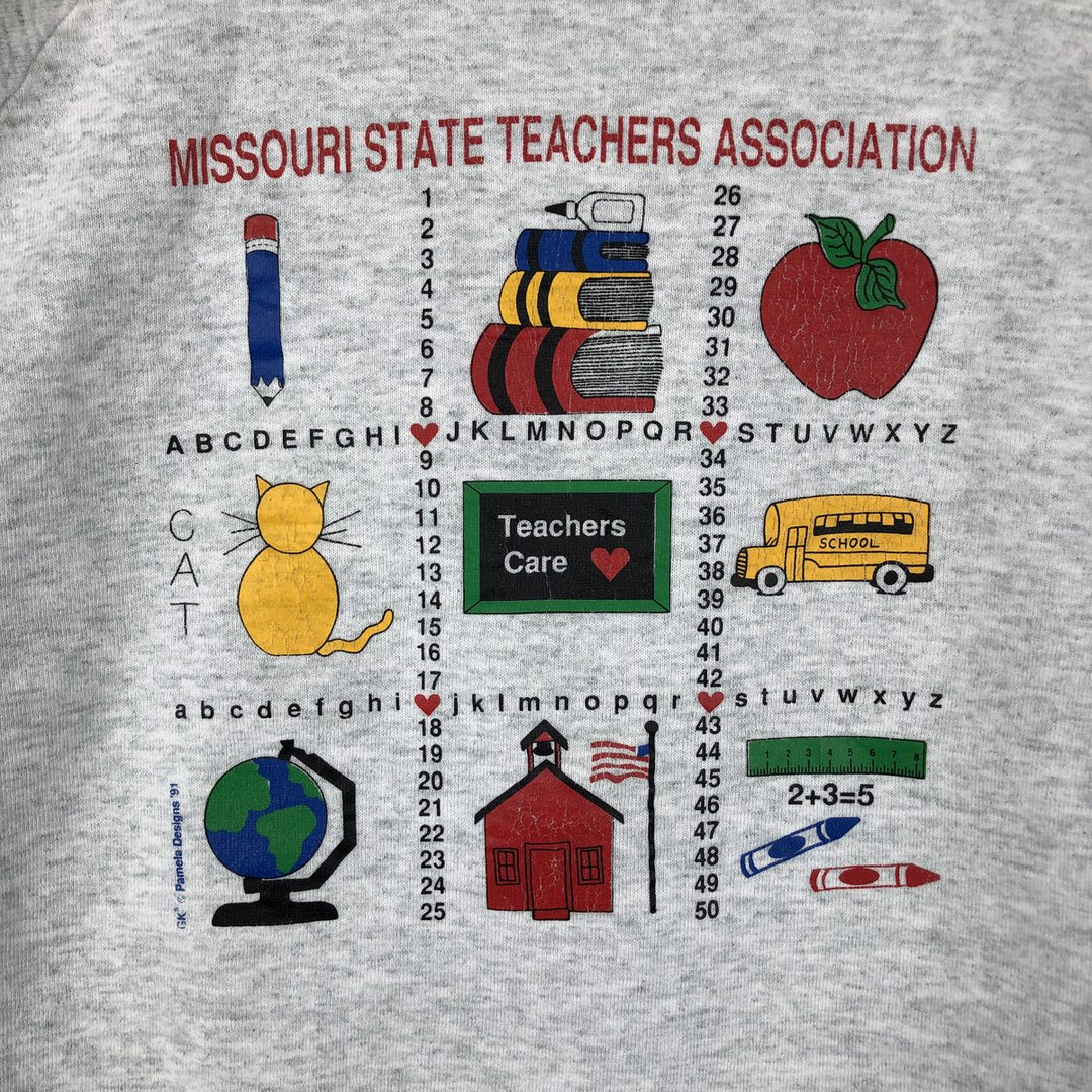 90'S Fruit of the Loom printed sweatshirt, made in the USA, men's XL size, vintage cotton gray type Vintage Second Hand