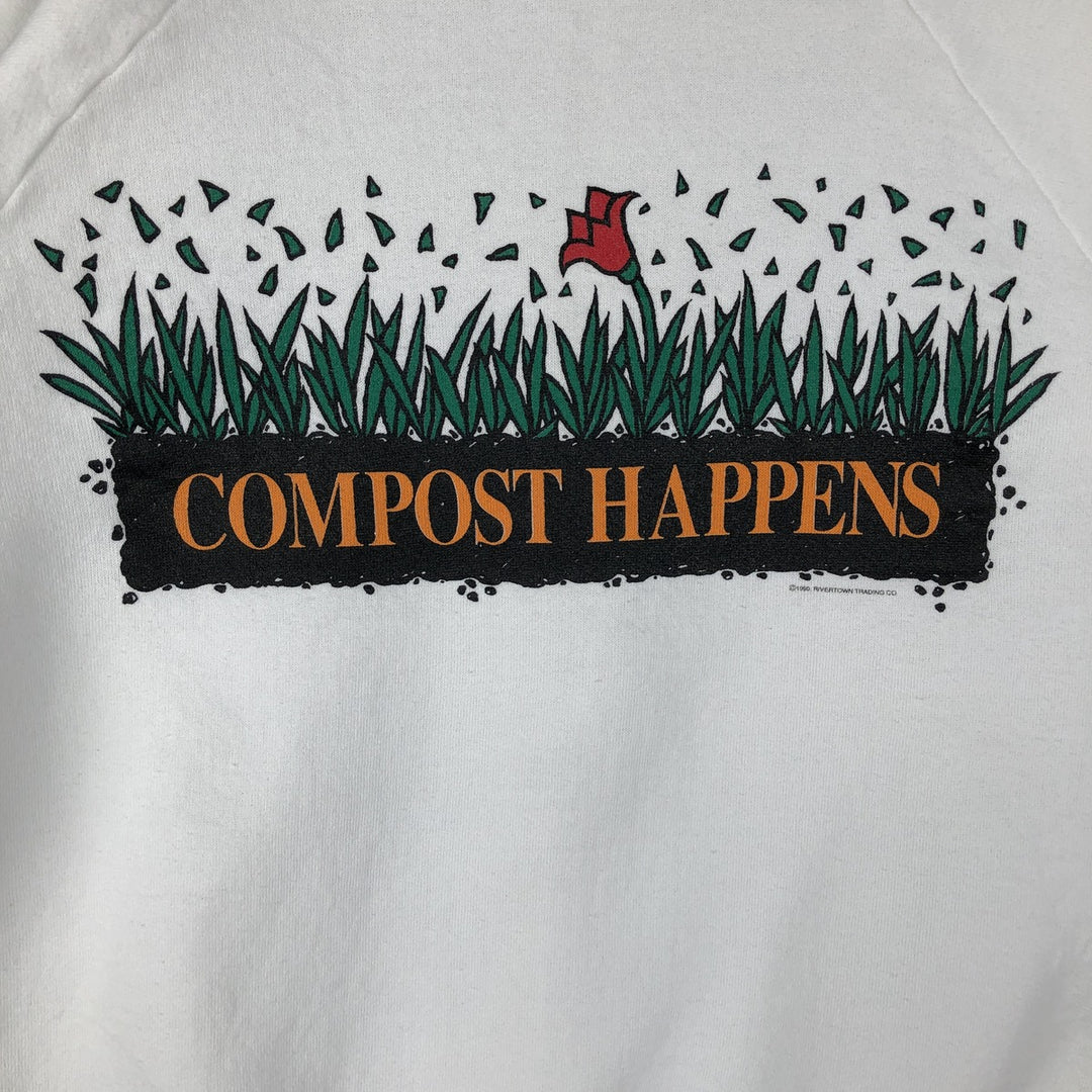 90'S Fruit of the Loom printed sweatshirt, made in the USA, men's size L, vintage cotton white type Vintage Second Hand