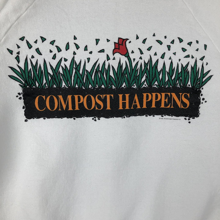 90'S Fruit of the Loom printed sweatshirt, made in the USA, men's size L, vintage cotton white type Vintage Second Hand