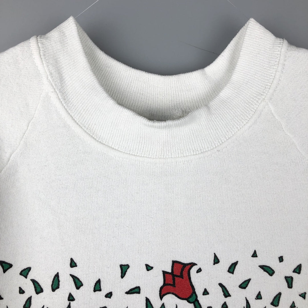 90'S Fruit of the Loom printed sweatshirt, made in the USA, men's size L, vintage cotton white type Vintage Second Hand