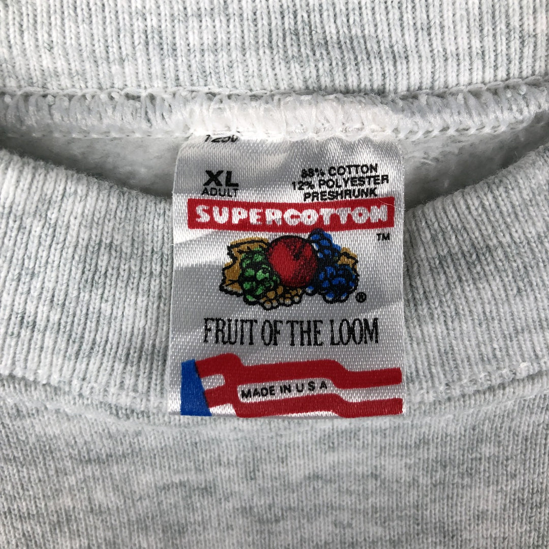 Vintage 90'S Fruit of the Loom Supercotton Print Sweatshirt, Made in USA, Men's Size XL cotton gray type Vintage Second Hand