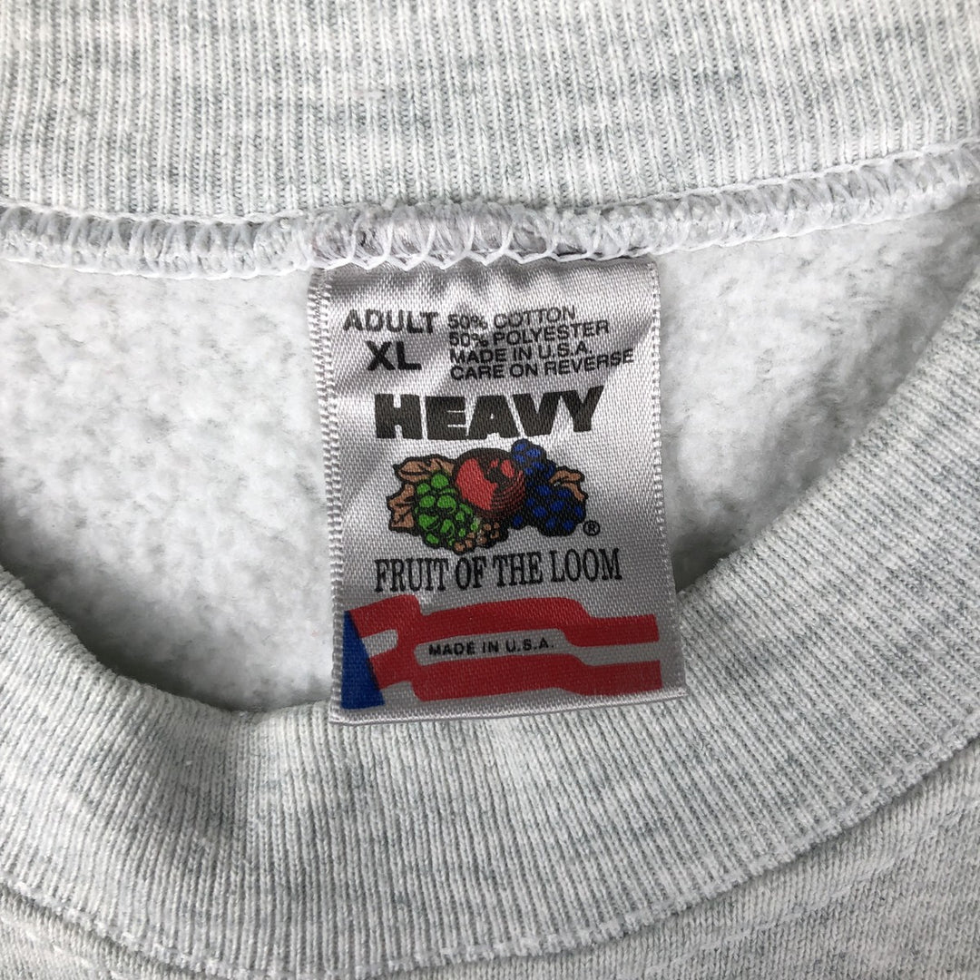90'S Fruit of the Loom Heavy Print Sweatshirt, Made in USA, Men's XL, Vintage cotton gray type Vintage Second Hand