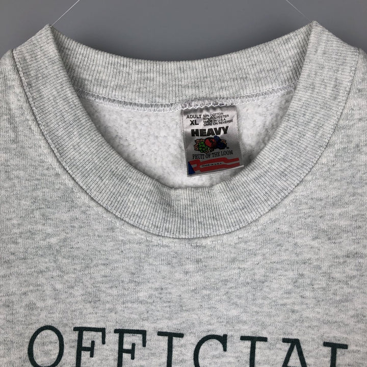 90'S Fruit of the Loom Heavy Print Sweatshirt, Made in USA, Men's XL, Vintage cotton gray type Vintage Second Hand