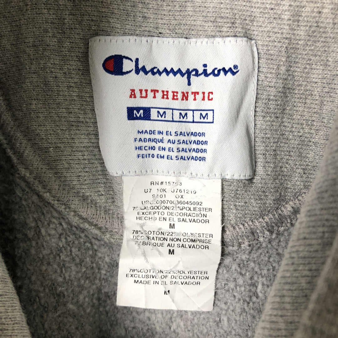 Champion Authentic Sweatshirt Pullover Hoodie, Men's Size M cotton gray type Vintage Second Hand
