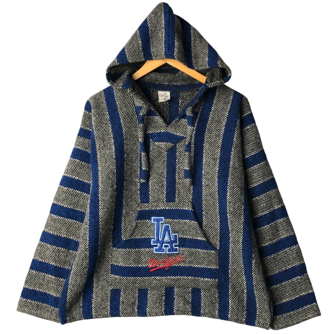 MLB Los Angeles Dodgers Striped Mexican Hoodie, Men's Size XL cotton blue type Vintage Second Hand