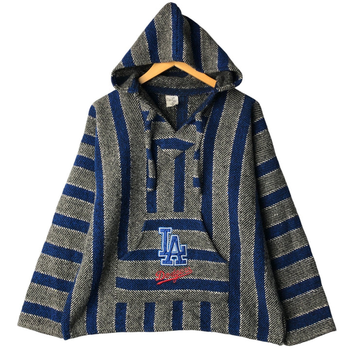 MLB Los Angeles Dodgers Striped Mexican Hoodie, Men's Size XL cotton blue type Vintage Second Hand