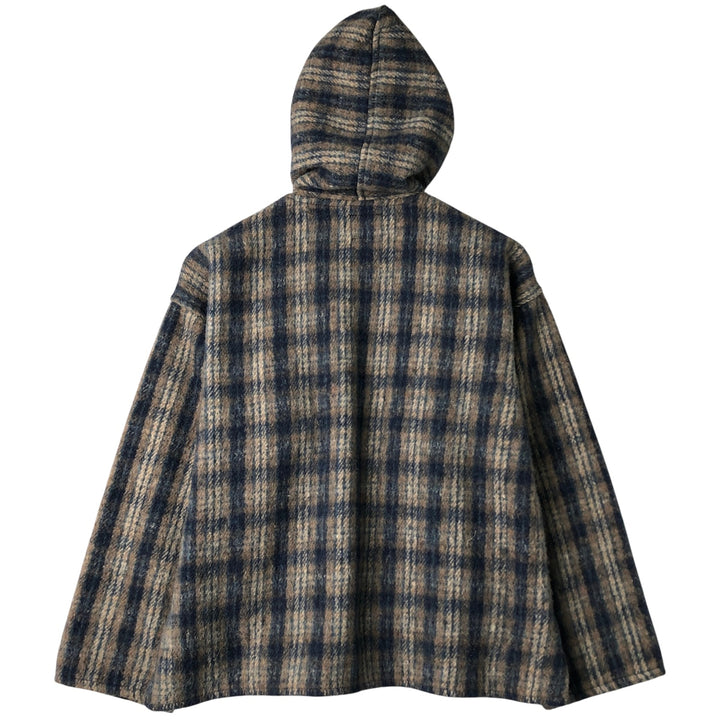 Vintage 90'S EARTHRAGZ Check Pattern Mexican Hoodie, Men's Size XL polyester Beige type Vintage Second Hand