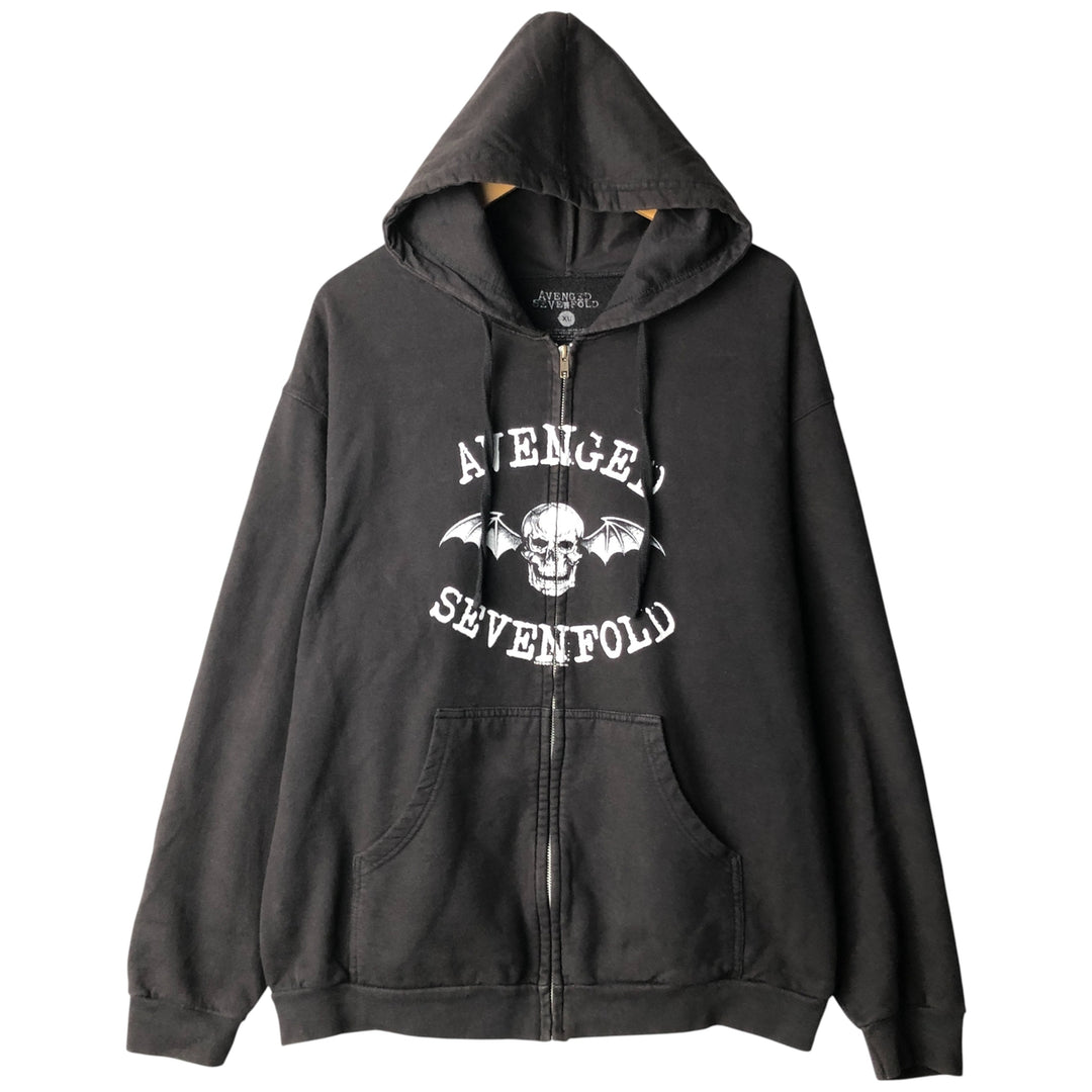 AVENGED SEVENFOLD Avenged Sevenfold Band Sweatshirt Full Zip Hoodie Men's XL cotton black type Vintage Second Hand