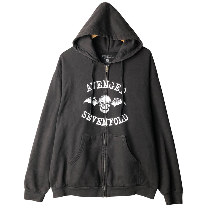 AVENGED SEVENFOLD Avenged Sevenfold Band Sweatshirt Full Zip Hoodie Men's XL cotton black type Vintage Second Hand