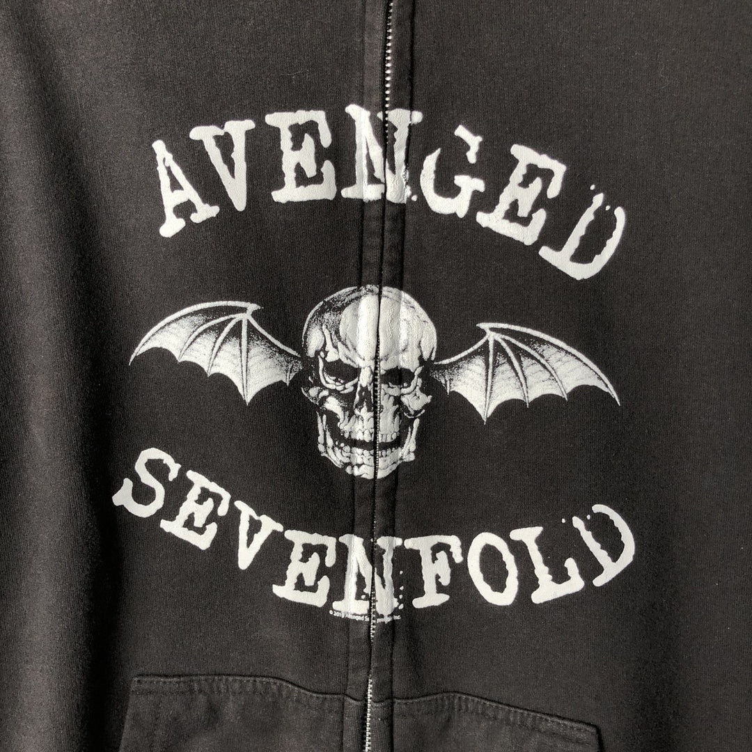 AVENGED SEVENFOLD Avenged Sevenfold Band Sweatshirt Full Zip Hoodie Men's XL cotton black type Vintage Second Hand
