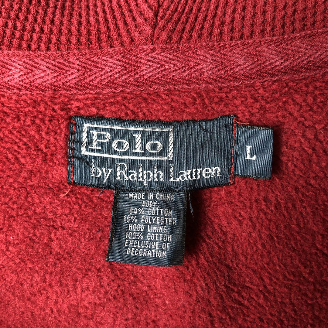 Ralph Lauren POLO by Ralph Lauren Sweat Full Zip Hoodie Men's L size cotton wine-red Vintage Second Hand