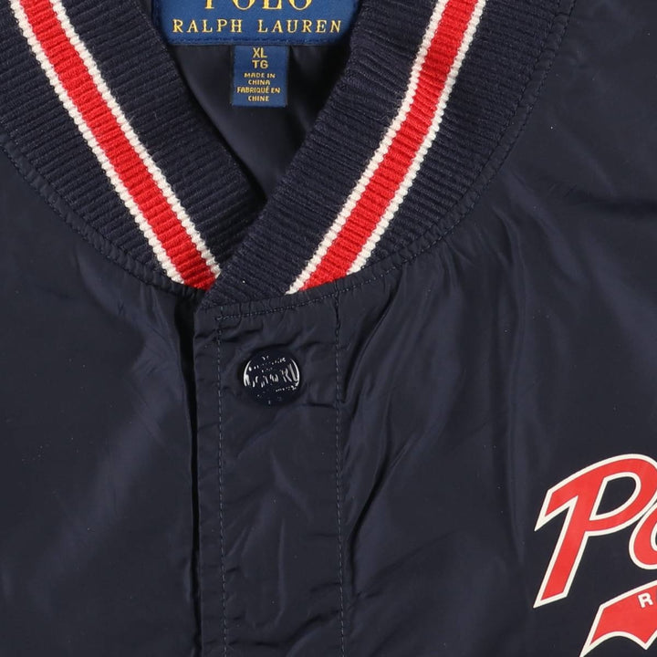 Ralph Lauren POLO RALPH LAUREN Nylon Varsity Jacket, Men's XL Nylon navy blue type Vintage Second Hand