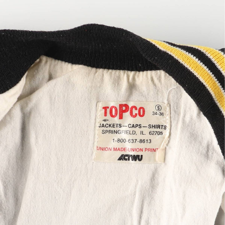 Vintage 1970'S TOPCO Communications Workers Union back logo nylon stadium jacket, award jacket, size small, men's unclear black type Vintage Second Hand