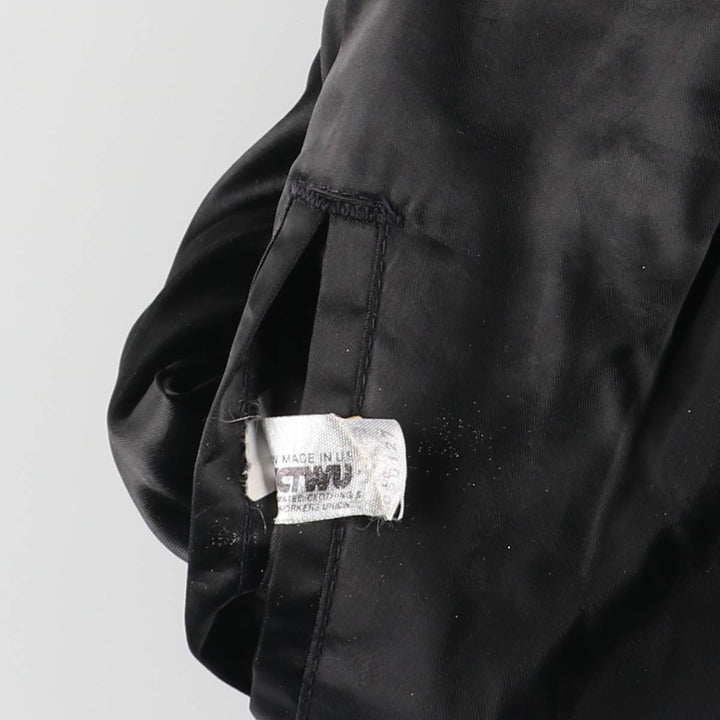 Vintage 1970'S TOPCO Communications Workers Union back logo nylon stadium jacket, award jacket, size small, men's unclear black type Vintage Second Hand