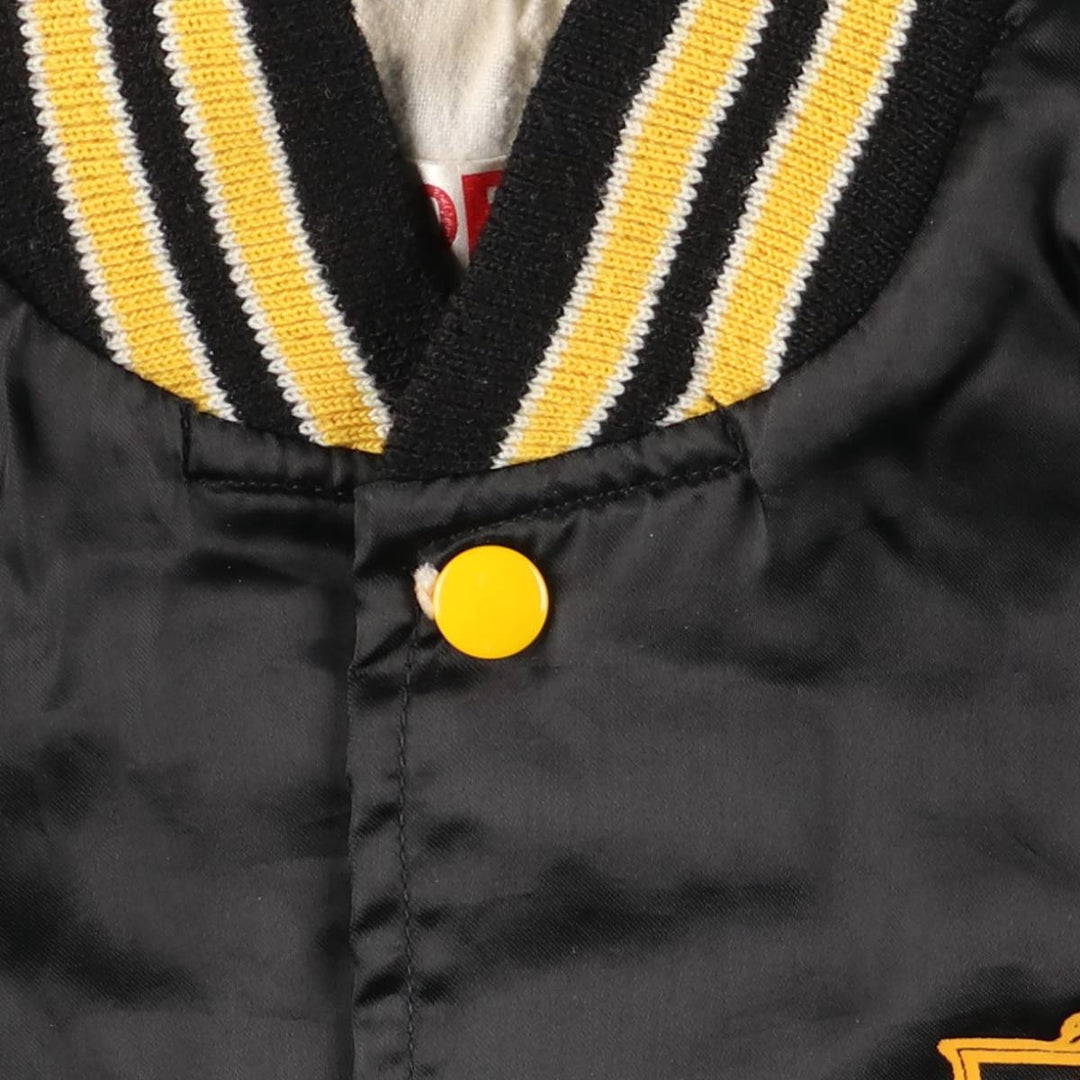 Vintage 1970'S TOPCO Communications Workers Union back logo nylon stadium jacket, award jacket, size small, men's unclear black type Vintage Second Hand