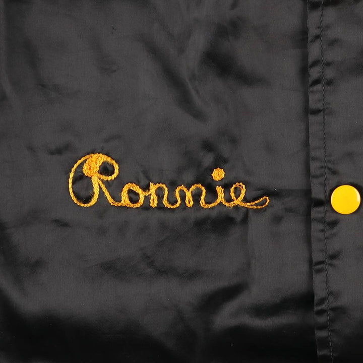 Vintage 1970'S TOPCO Communications Workers Union back logo nylon stadium jacket, award jacket, size small, men's unclear black type Vintage Second Hand