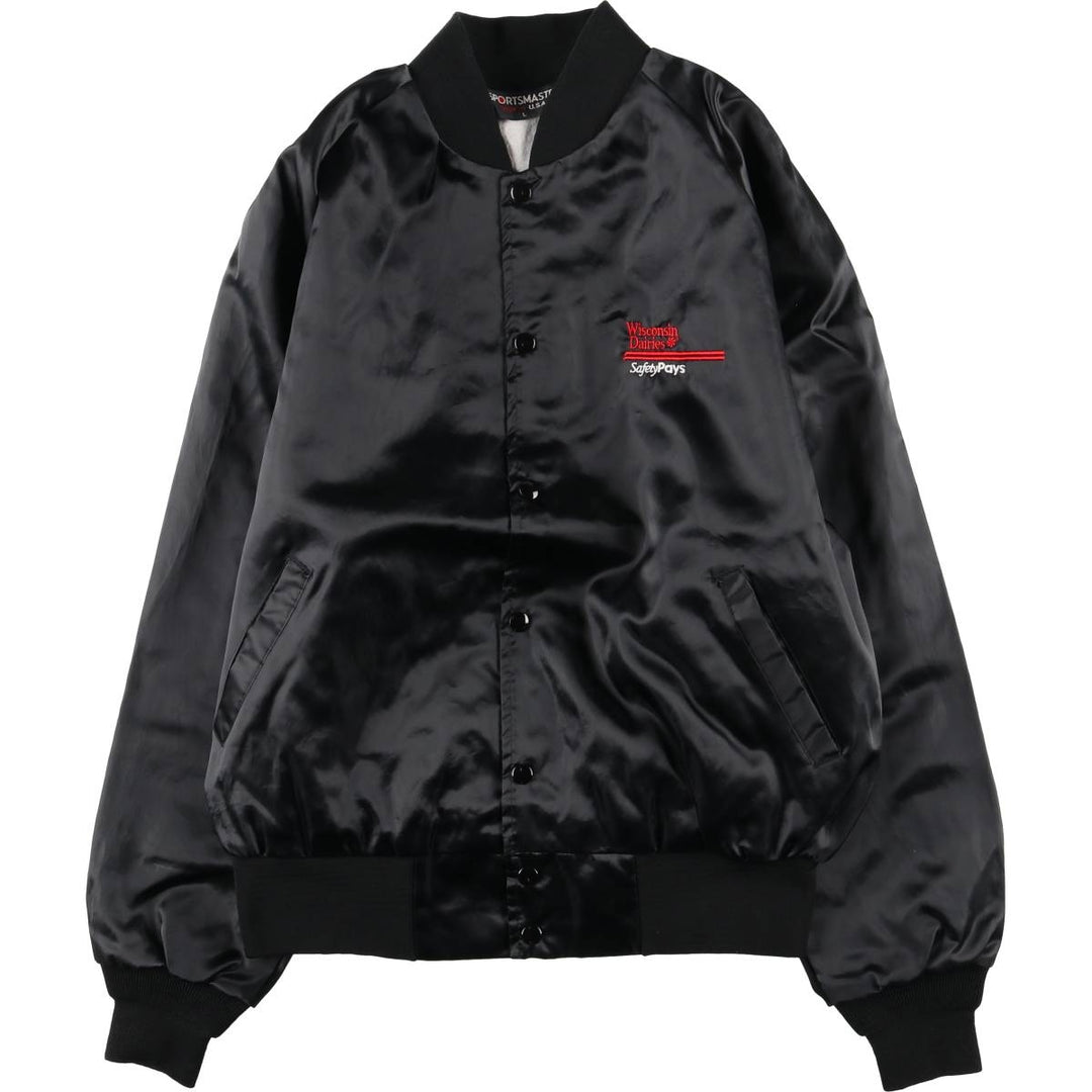 80'S Sportsmaster nylon blouson, made in USA, men's size L Nylon black type Vintage Second Hand