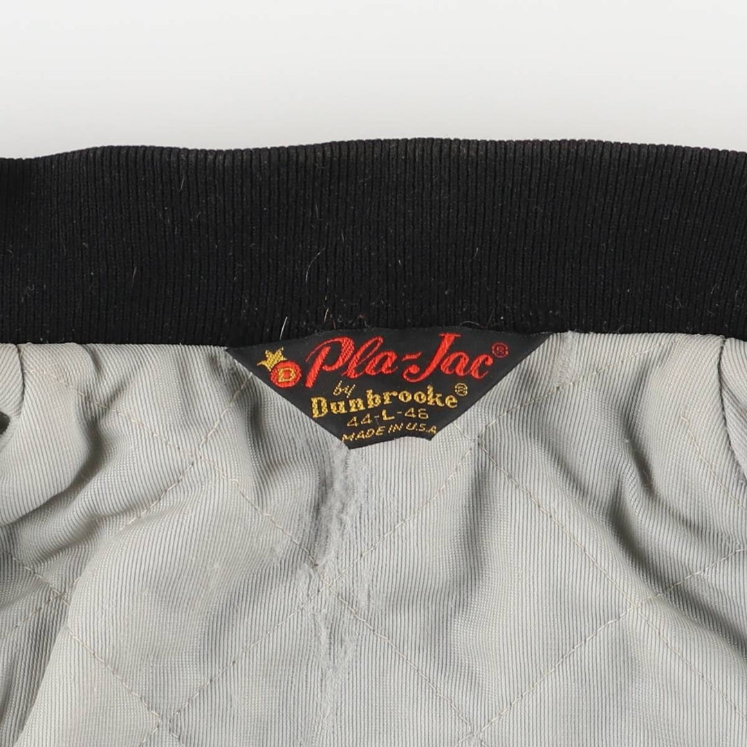 Pla-Jac Dunbrooke Padded Varsity Jacket, Made in USA, Men's Size L, Vintage unclear black type Vintage Second Hand