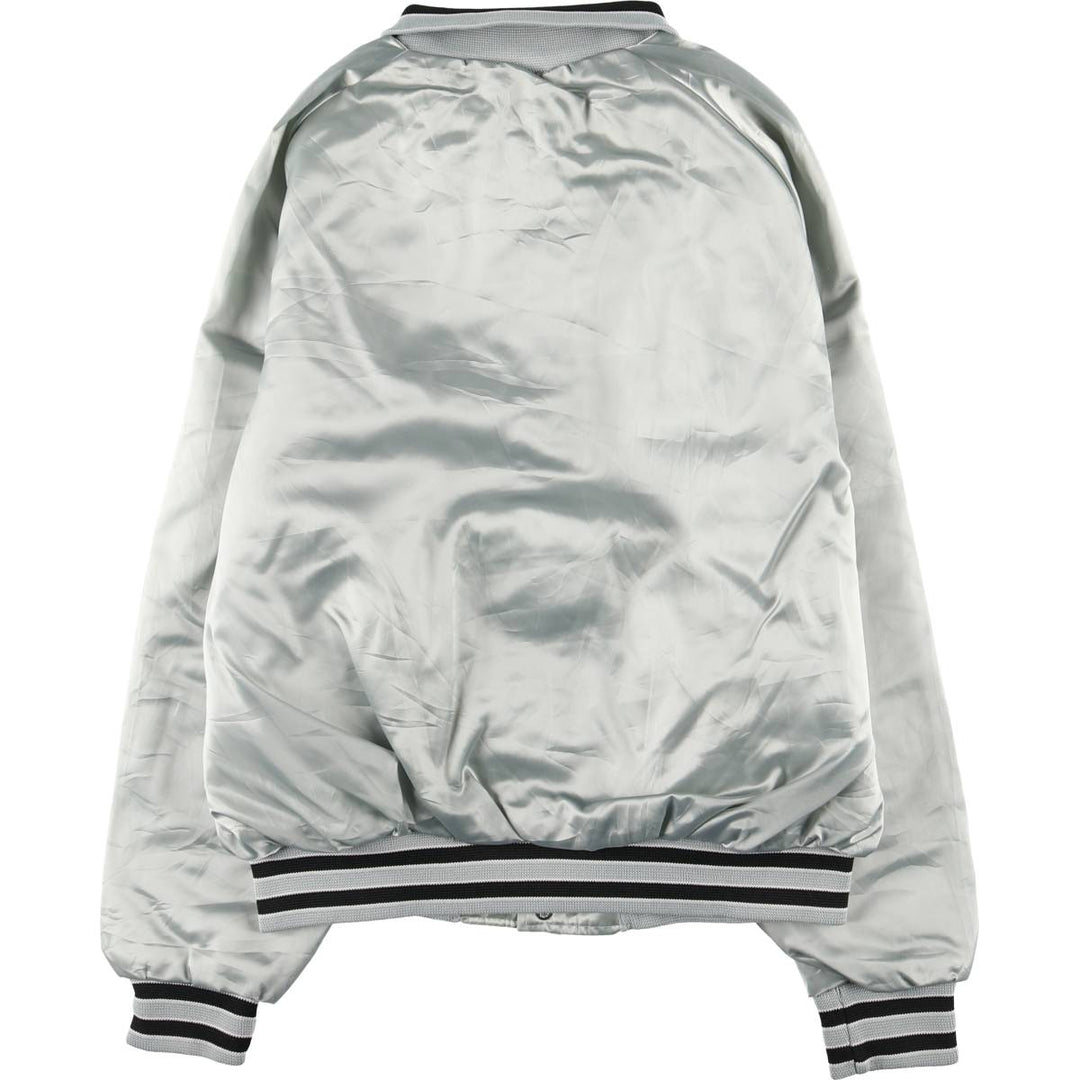 Vintage 80s-90'S Hilton Nylon Varsity Jacket, Made in USA, Size L, Men's Nylon Silver type Vintage Second Hand