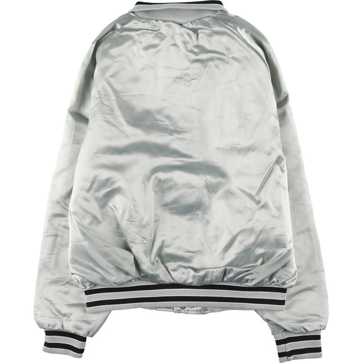 Vintage 80s-90'S Hilton Nylon Varsity Jacket, Made in USA, Size L, Men's Nylon Silver type Vintage Second Hand