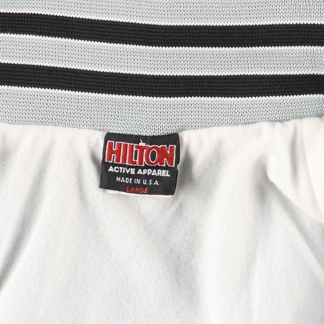 Vintage 80s-90'S Hilton Nylon Varsity Jacket, Made in USA, Size L, Men's Nylon Silver type Vintage Second Hand