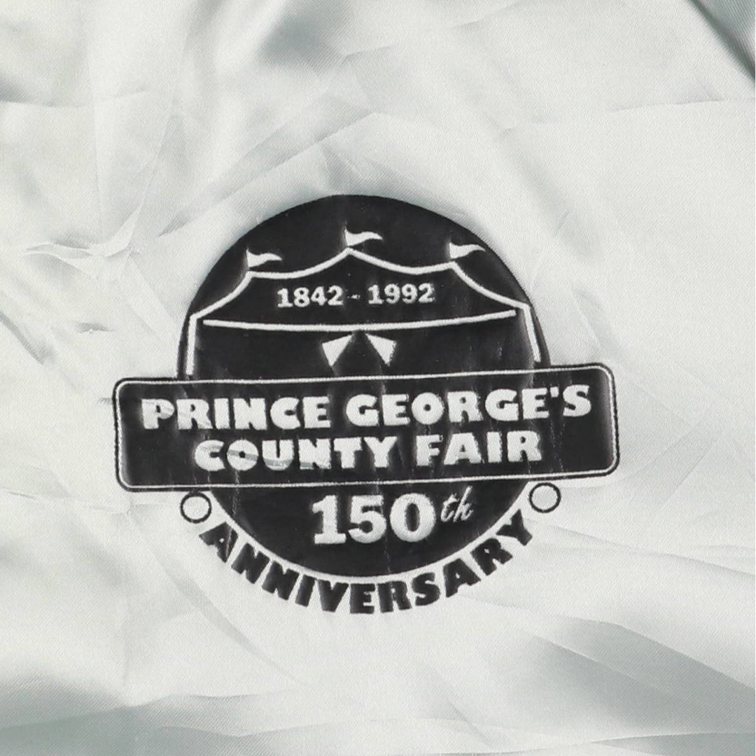 Vintage 80s-90'S Hilton Nylon Varsity Jacket, Made in USA, Size L, Men's Nylon Silver type Vintage Second Hand