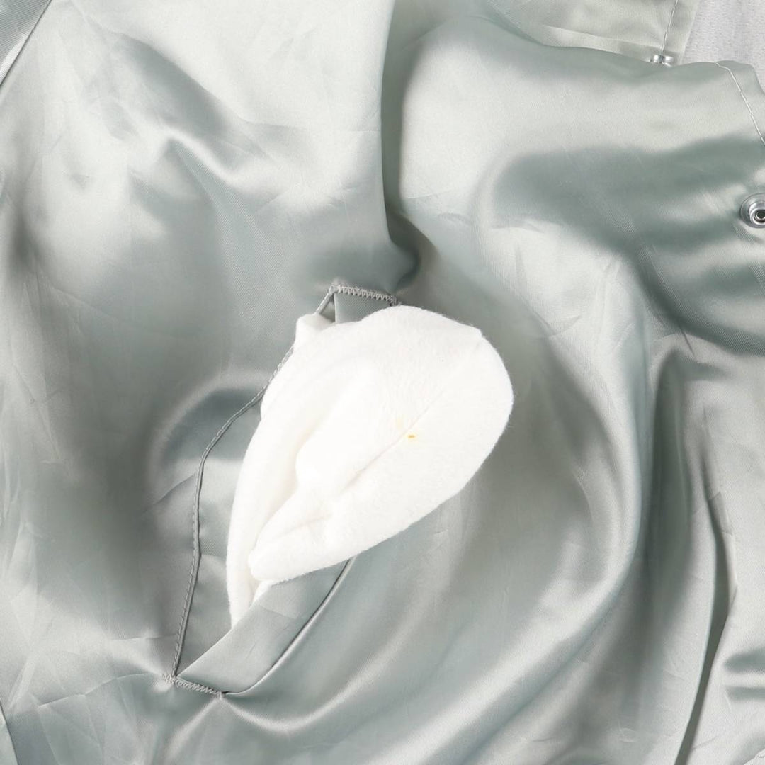 Vintage 80s-90'S Hilton Nylon Varsity Jacket, Made in USA, Size L, Men's Nylon Silver type Vintage Second Hand