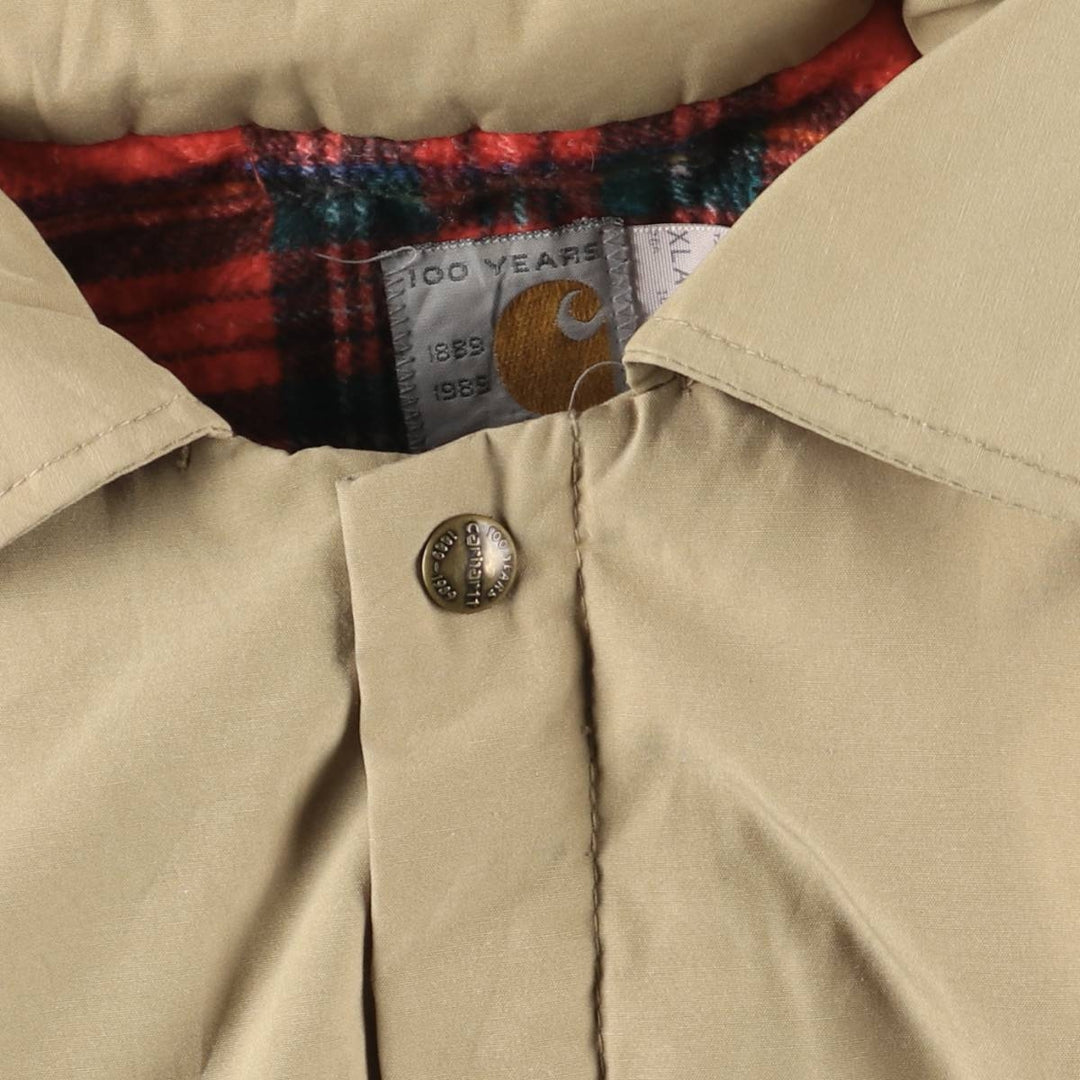 1980'S Carhartt 100th Anniversary Model Padded Puffer Jacket, Made in USA, Men's XL Nylon Beige type Vintage Second Hand
