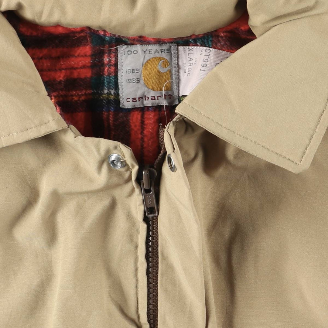 1980'S Carhartt 100th Anniversary Model Padded Puffer Jacket, Made in USA, Men's XL Nylon Beige type Vintage Second Hand