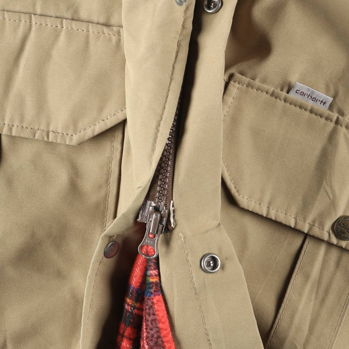 1980'S Carhartt 100th Anniversary Model Padded Puffer Jacket, Made in USA, Men's XL Nylon Beige type Vintage Second Hand