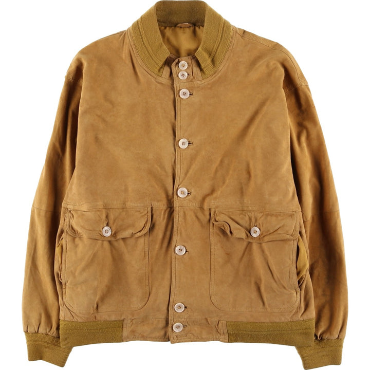 Vintage Balster Jacket, Suede Leather Blouson, Men's Size L Genuine Leather Suede Leather Beige type Vintage Second Hand