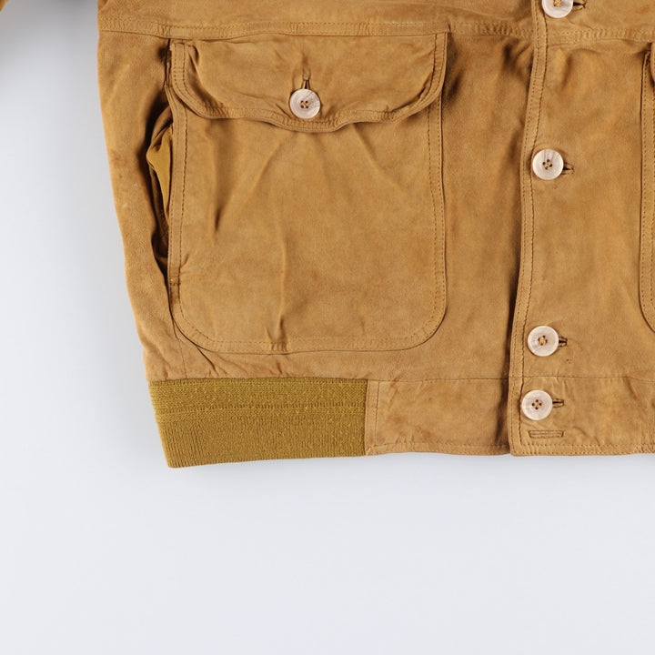Vintage Balster Jacket, Suede Leather Blouson, Men's Size L Genuine Leather Suede Leather Beige type Vintage Second Hand