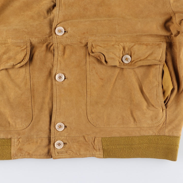 Vintage Balster Jacket, Suede Leather Blouson, Men's Size L Genuine Leather Suede Leather Beige type Vintage Second Hand
