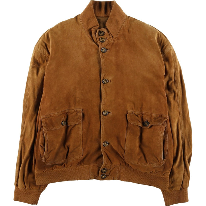 FOVER Balster Jacket, Suede Leather Blouson, Made in Italy, Men's Size L, Vintage unclear brown type Vintage Second Hand