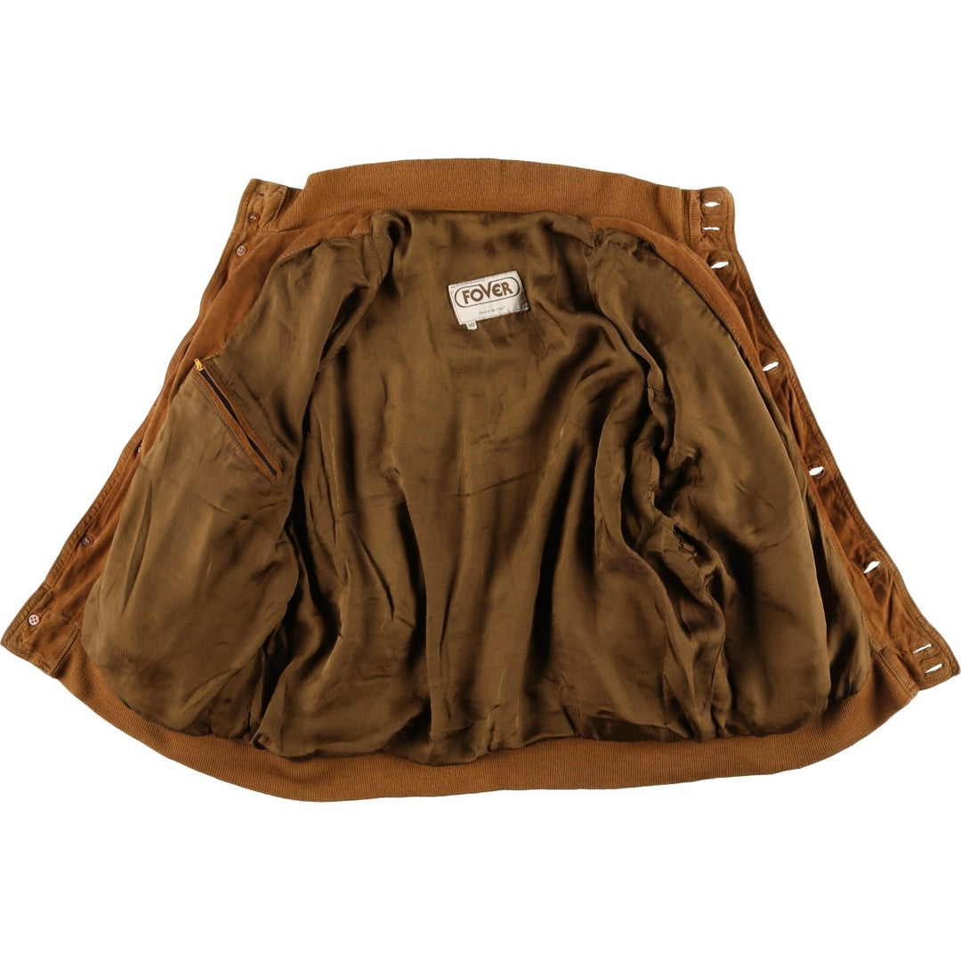 FOVER Balster Jacket, Suede Leather Blouson, Made in Italy, Men's Size L, Vintage unclear brown type Vintage Second Hand